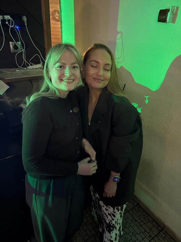 Two women pose together at Chaikovsky venue