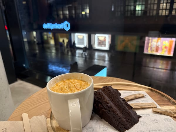 Coffee and cake at De Bijenkorf cafe, The Hague