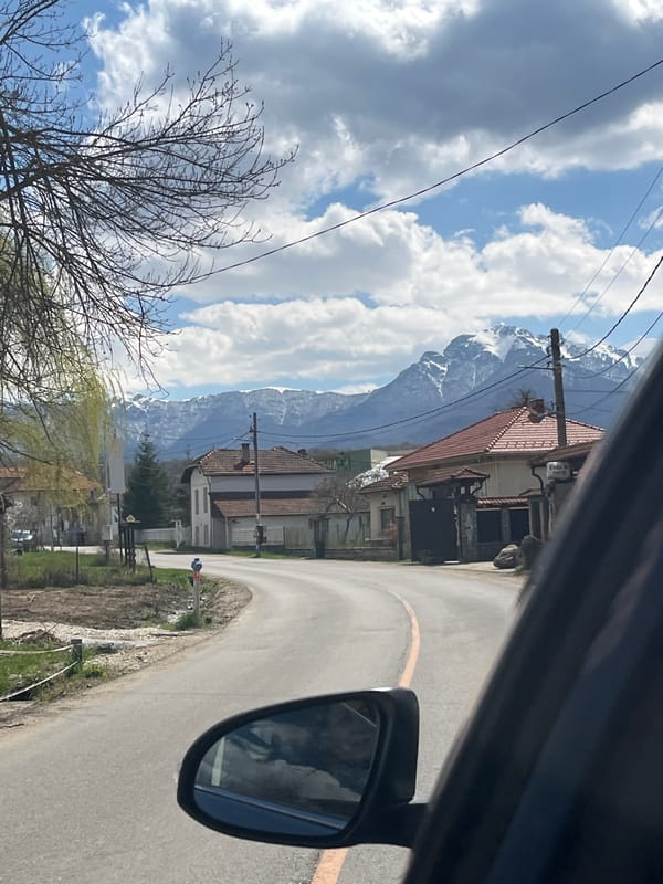 Driver documents curved road view in Apriltsi, Bulgaria