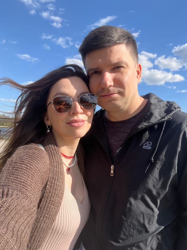 Couple documents spring day in Ukrainian city center