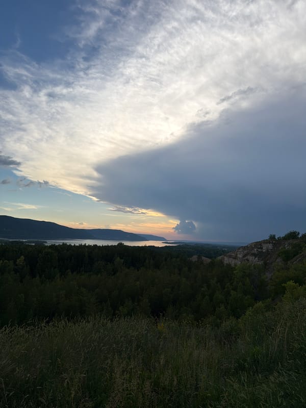 Scenic overlook visit along Volga River in Volzhskiy