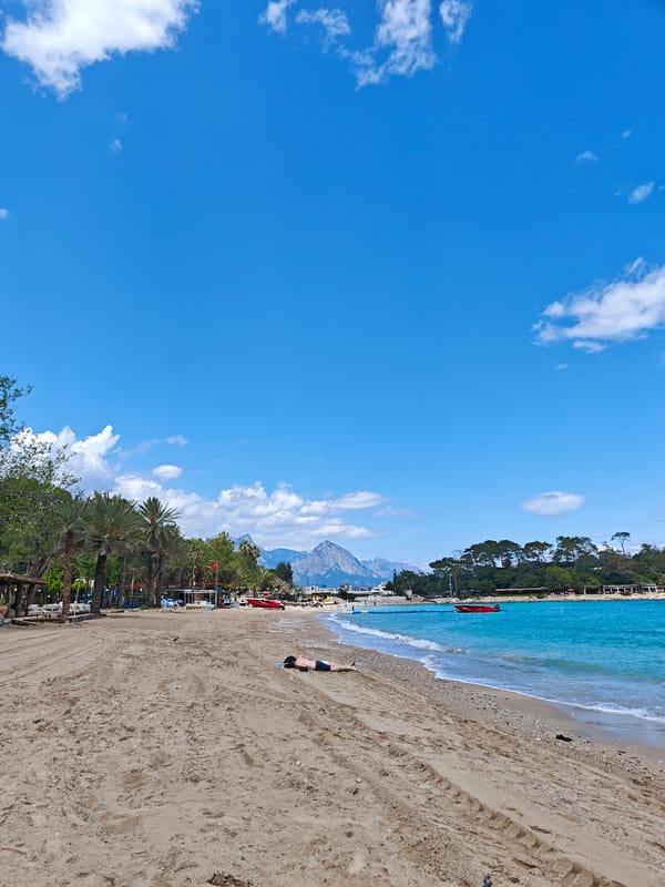Beach day captured in Kemer Turkey Mediterranean coast