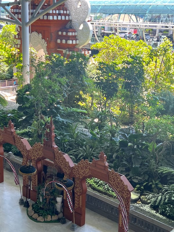 Indoor garden with traditional Balinese architecture documented in Denpasar