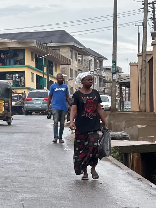 Rainy morning street life in Nkpor, Nigeria