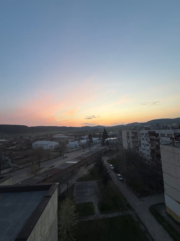 Sunset observed from vantage point in Panagyurishte, Bulgaria