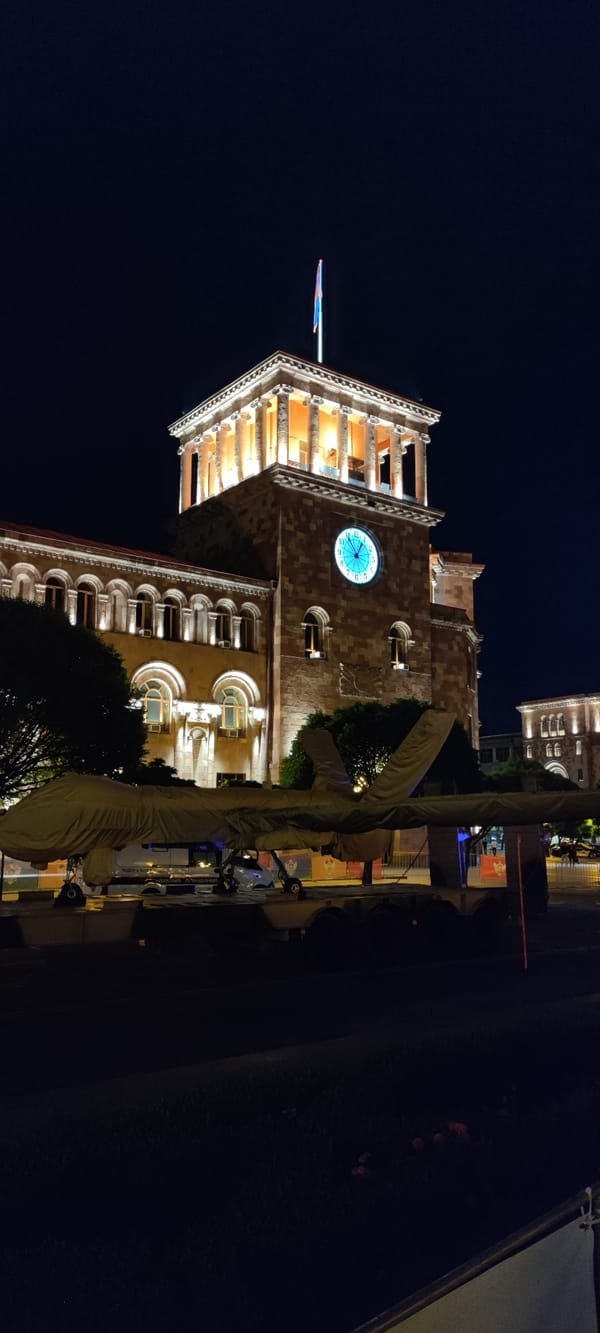 Military drone spotted near Yerevan State University at night