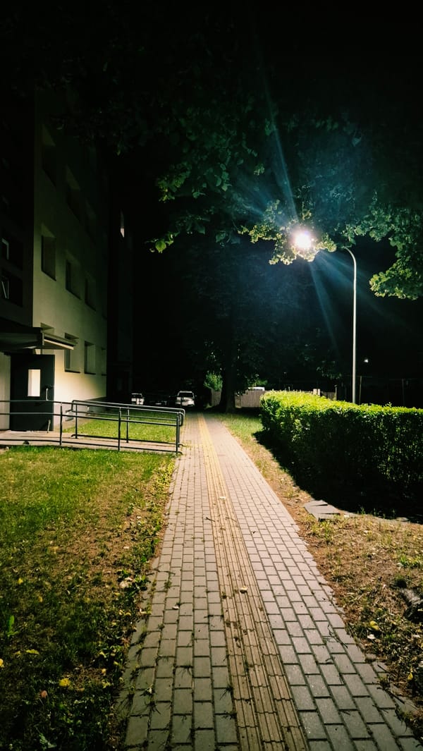 Quiet night in Varena, between the street and indoors