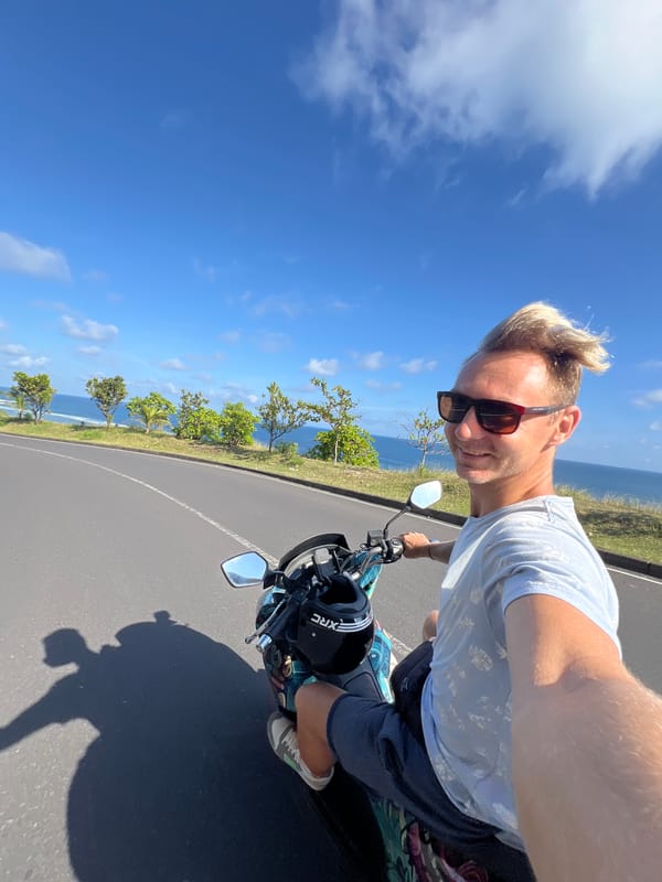 Coastal road scenes documented near Pantai Melasti beach Indonesia