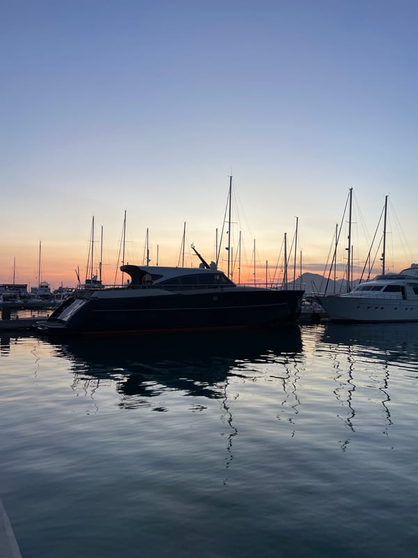 Bar marina and waterfront at golden hour, Montenegro