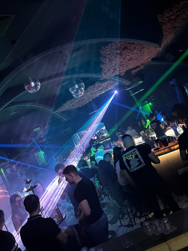 Nightlife scene captured at Sliven club with laser lights