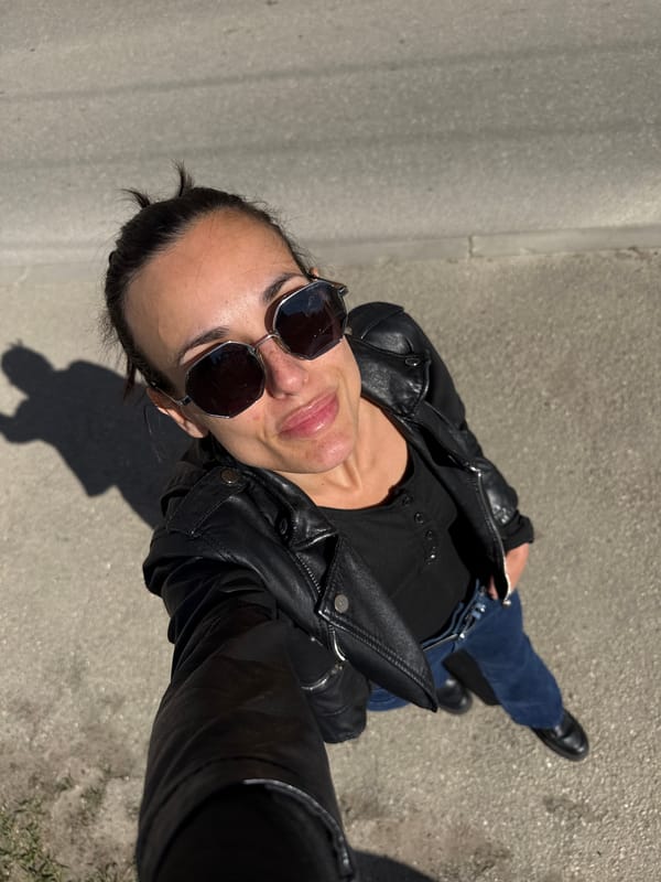 Woman takes selfies with plush toy in Pleven, Bulgaria
