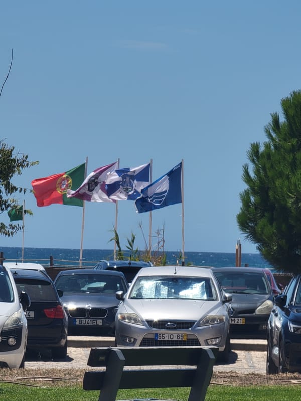 Sunny afternoon around Quarteira's residential streets and resort buildings