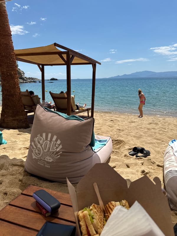 Beachgoer documents sunny morning at Kavala, Greece coastline