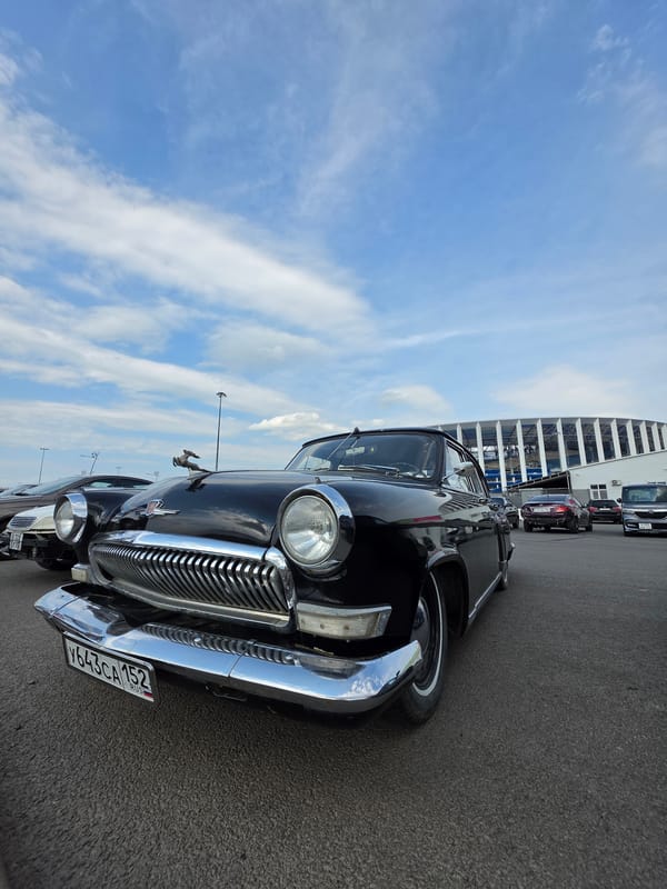 Vintage GAZ-21 Volga parked in its city of origin