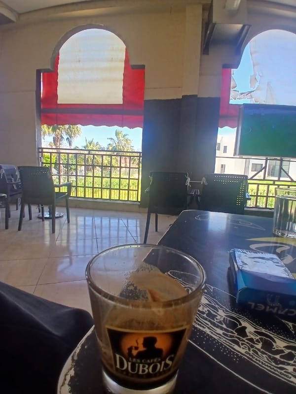 Coffee break scene captured at Meknes cafe