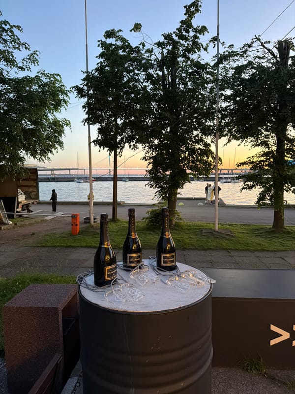 White nights, sailboats, and sparkling wine on the St. Petersburg waterfront