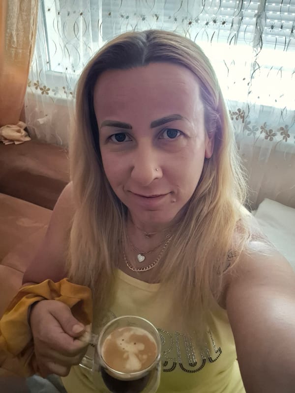 Café selfies and an espresso shot, same afternoon