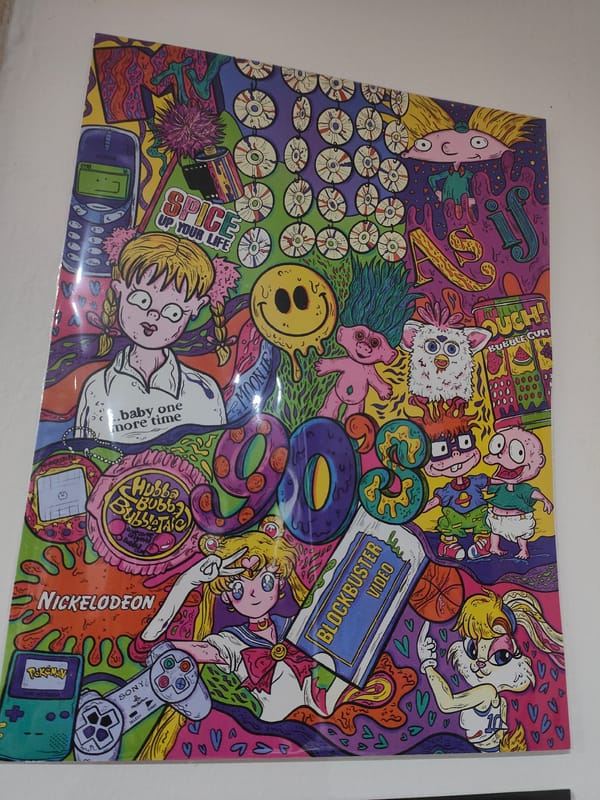 Psychedelic art collection documented in indoor setting April 16