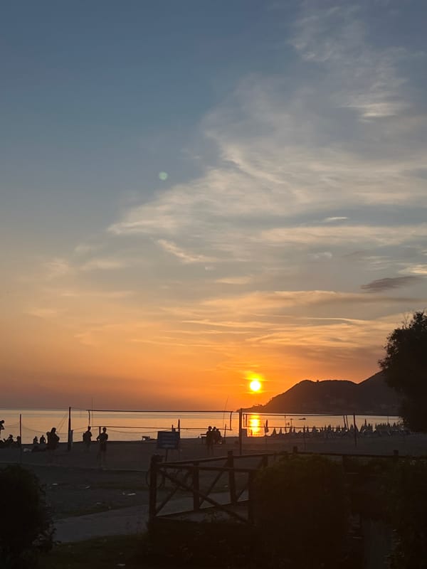 Sunset documented over Mediterranean coast in Alanya, Turkey