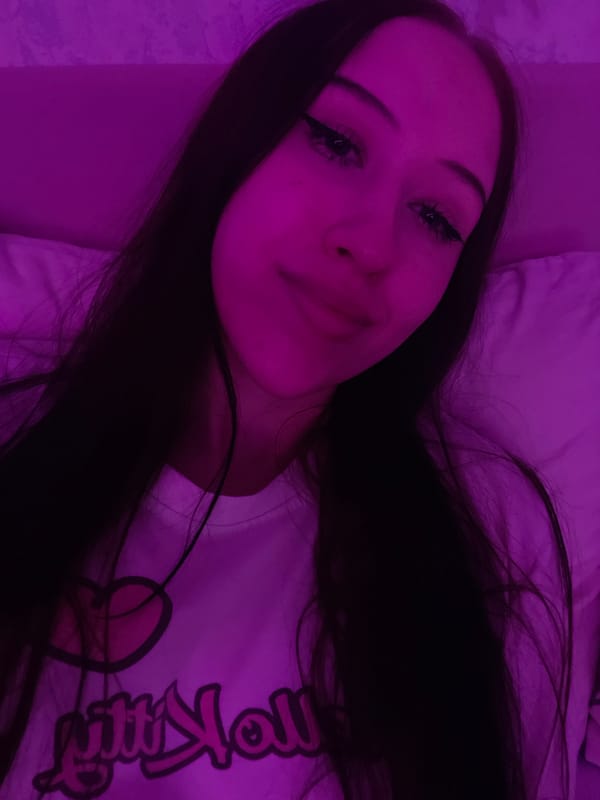 Purple-lit bedroom selfie series in Votkinsk, Russia