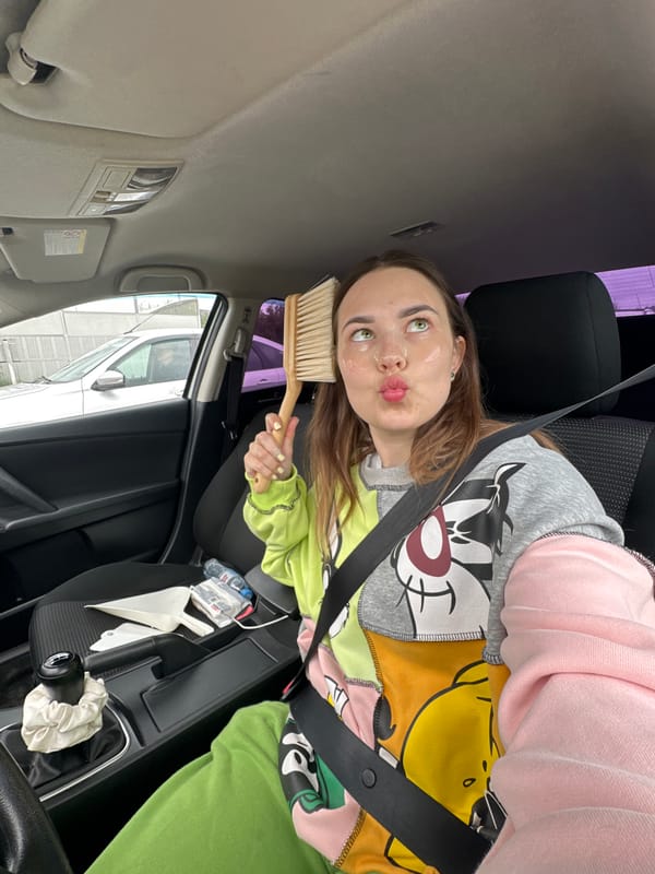 Woman takes early morning car selfies in Perm