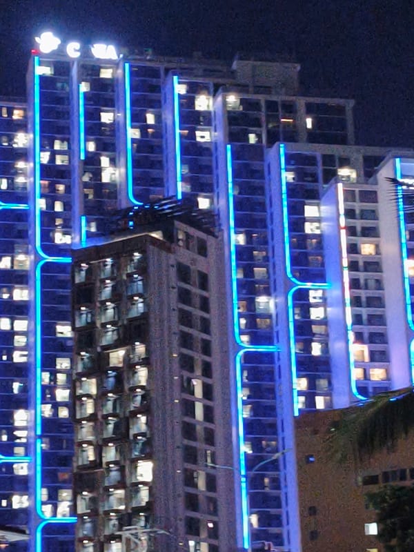 Nha Trang beachfront skyline glowing at night