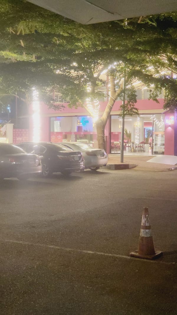 Nizamiye Hospital's radiology department, Karum, after dark