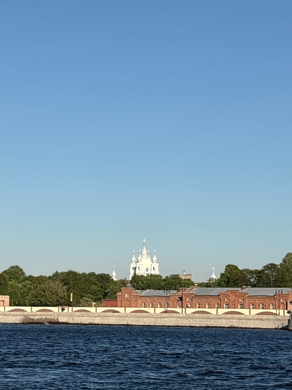 Witness documents Saint Petersburg waterfront with red brick buildings