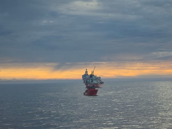 Vessels spotted in North Sea waters during sunset