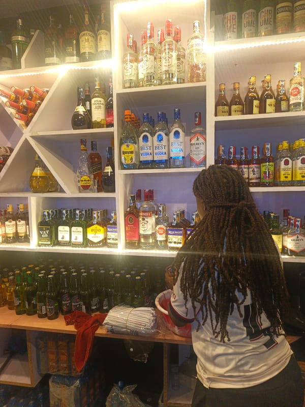Evening nightlife scenes documented at Nairobi bars and liquor stores