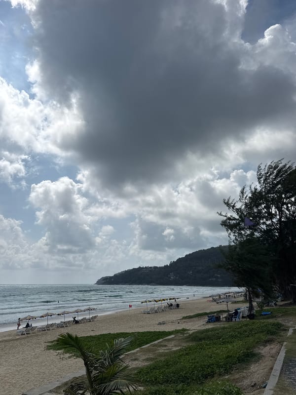 Karon Beach morning: parasails, lake paths, and myna birds