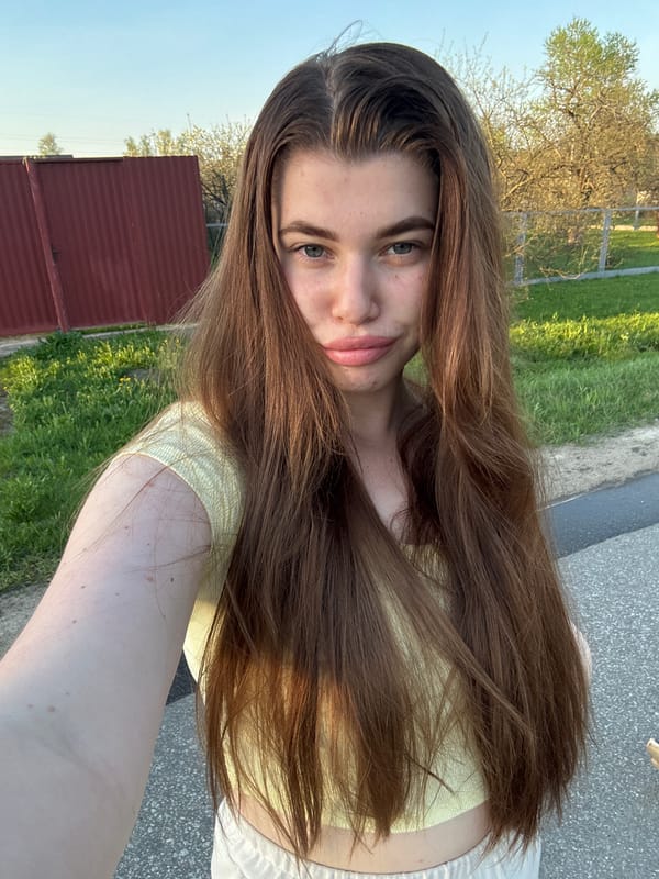Woman takes selfie outdoors in Шевлягино, Russia