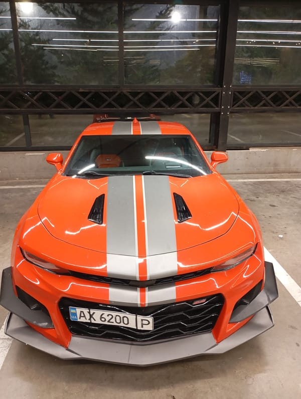 Orange Camaro spotted in Budva parking garage