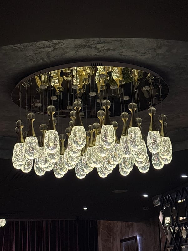 Upscale Minsk restaurant interior documented during evening dining hours