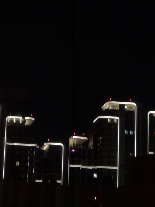 Nighttime building views captured in Khimki, Russia