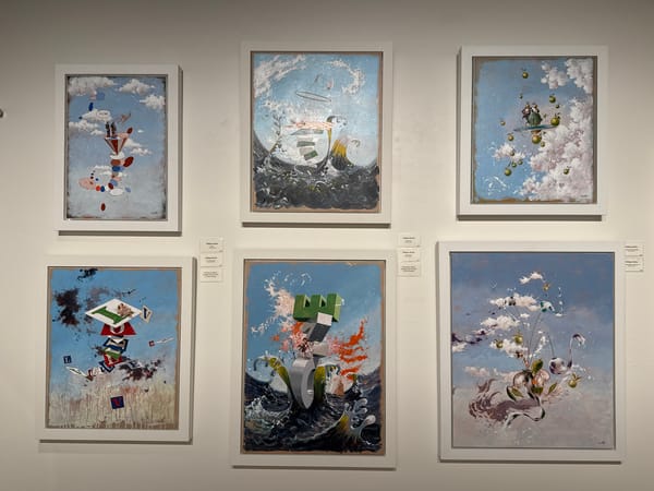 Art exhibition documented in Schaumburg gallery featuring Picasso aquatint