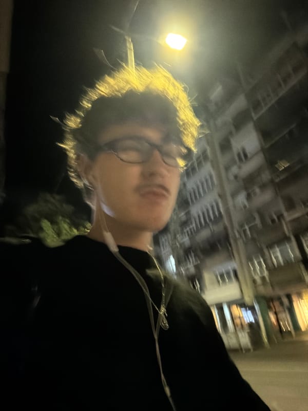 Young person documents nighttime walk through Belgrade's Vracar district