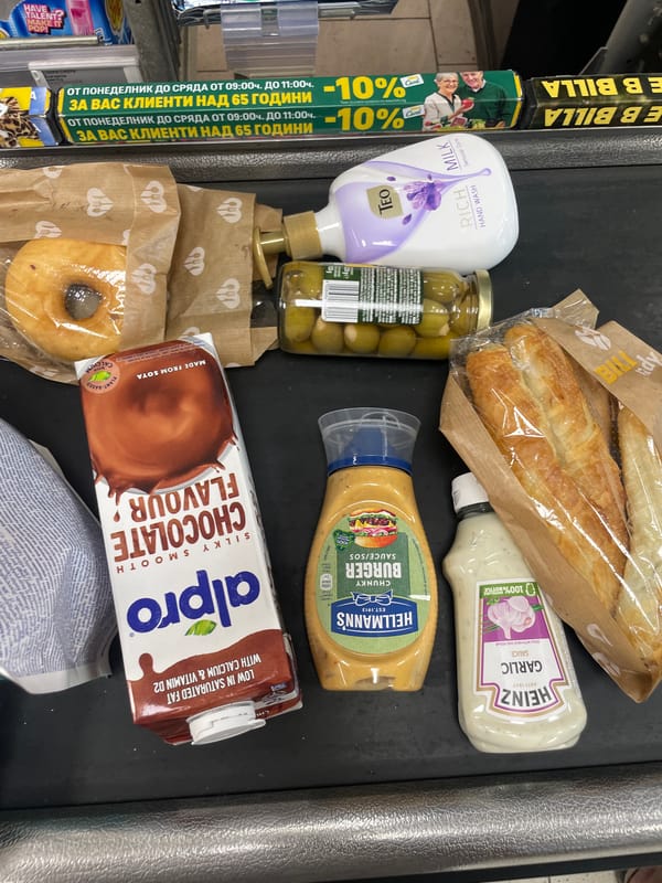 Groceries, a movie night setup, and a chill evening in