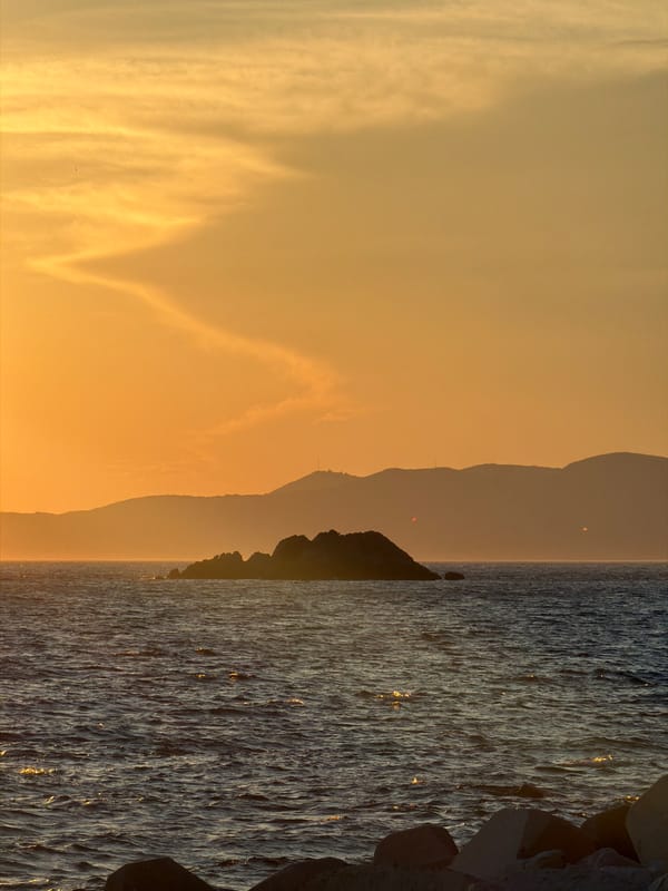 Warm sunset light over the Adriatic, Montenegro coast