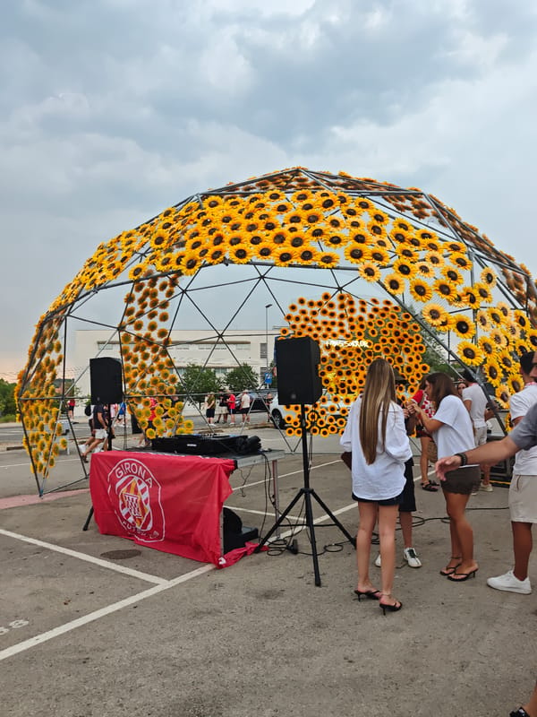 Match day crowds gather outside Girona FC's Montilivi stadium