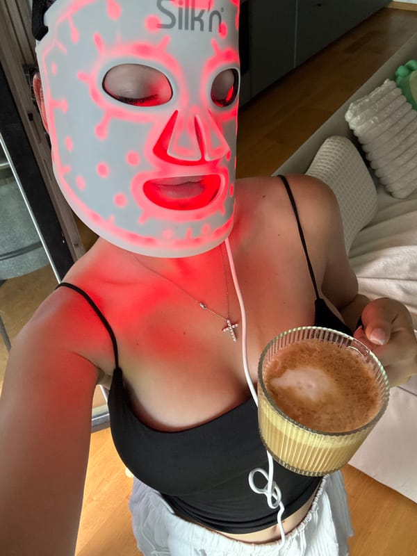 Morning skincare routine and a very relaxed dog in Prague