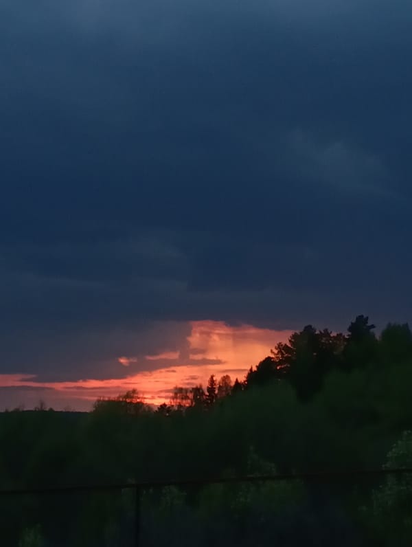 Dramatic storm clouds observed at dusk over Кварса, Russia