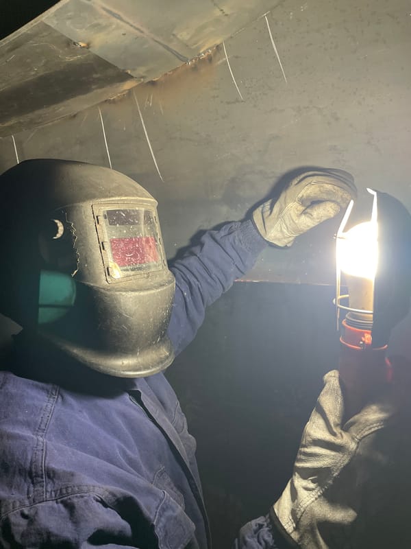 Early morning welding work observed in Zaljevo, Montenegro