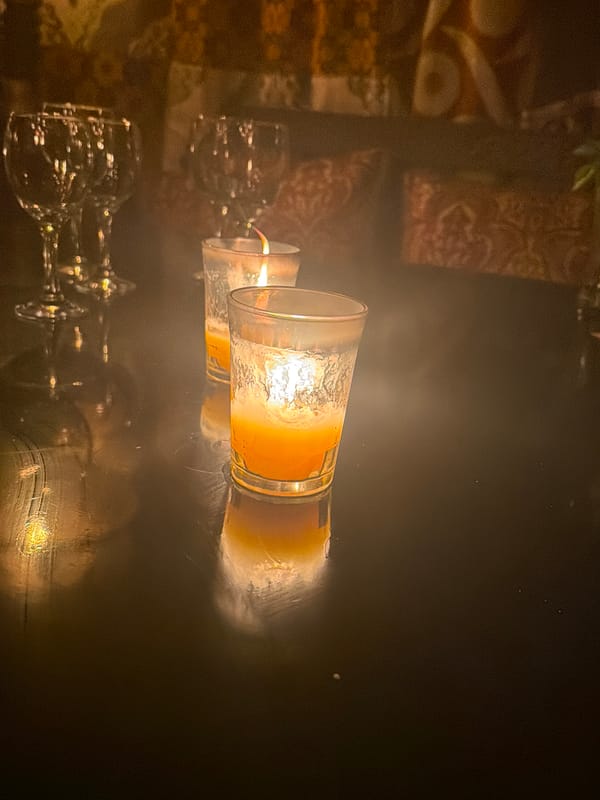 Candlelit evening ambiance captured in Marrakesh indoor setting