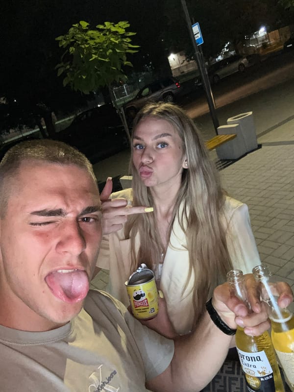 Playful nighttime selfie in Svetovrachene, Bulgaria