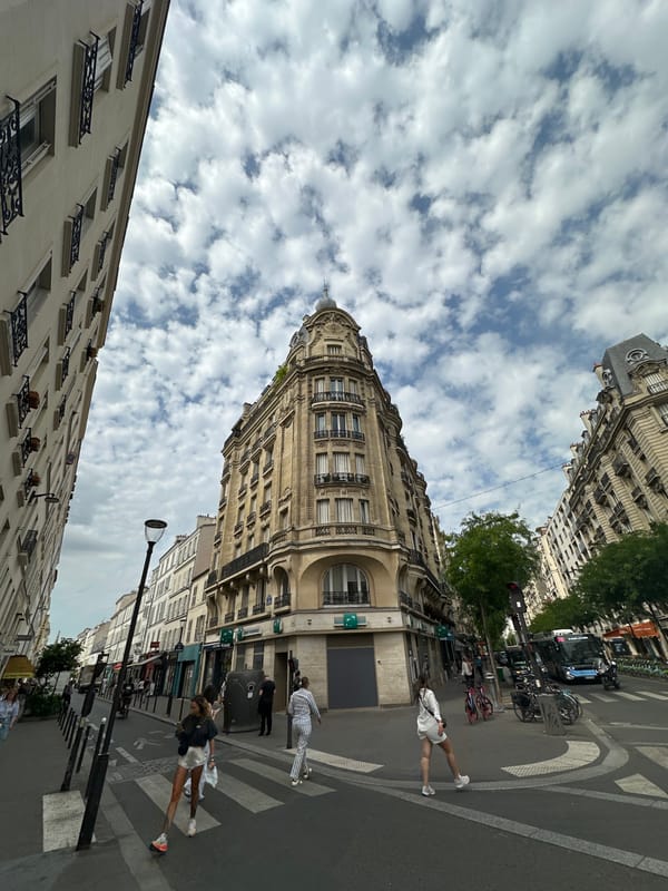 Paris streets and architecture on a grey June morning