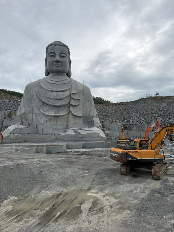 Unfinished stone Buddha statue spotted in Đà Nẵng quarry