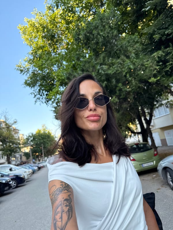 Quick selfie series on a Pleven street, mid-morning.