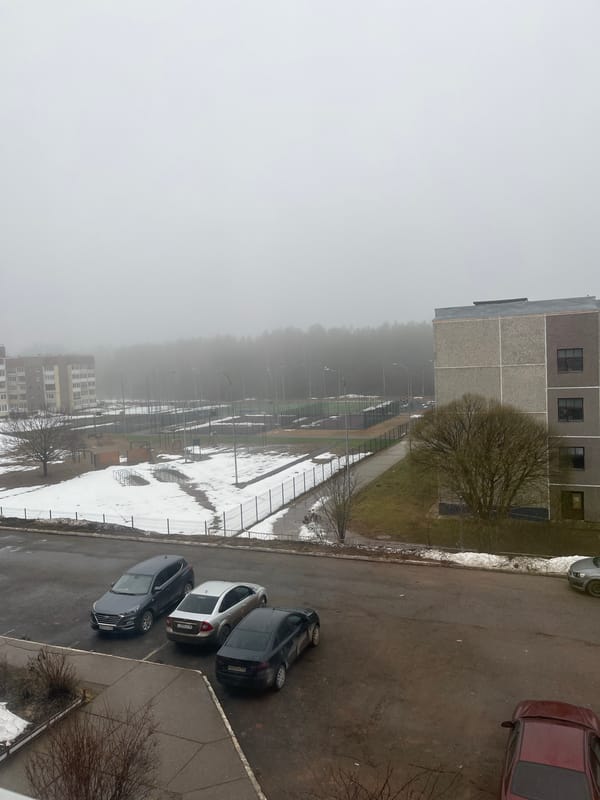 Foggy morning scenes documented in Марковский, Russia residential area