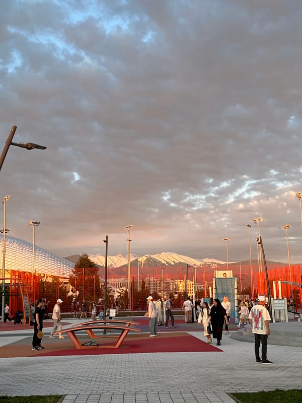 Sunset recreational activities observed across multiple venues in Sirius, Russia